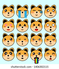 Cute cartoon fox icon set - Vector illustration for animal sticker, posters, logo, graphic, mobile application, patches, prints clothes, emblems, web design, infographics, emotion