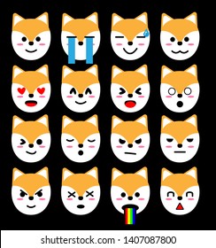Cute cartoon fox icon set - Vector illustration for animal sticker, posters, logo, graphic, mobile application, patches, prints clothes, emblems, web design, infographics, emotion