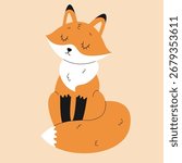 Cute cartoon fox. Isolated background. Vector flat illustration.