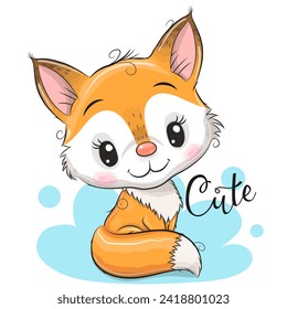 Cute Cartoon Fox isolated on a white background