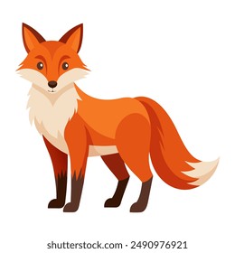 Cute cartoon fox isolated on white background. Side view. Vector illustration.