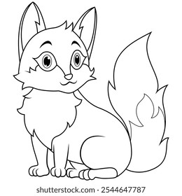 Cute cartoon fox line art