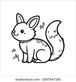 Cute Cartoon fox Line Art Illustration. Perfect for coloring books, digital art, children's illustrations, education, back to school