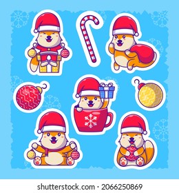 Cute Cartoon Fox Merry christmas sticker collection