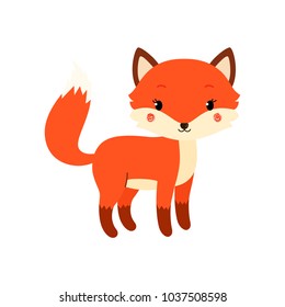 Cute cartoon fox in modern simple flat style.