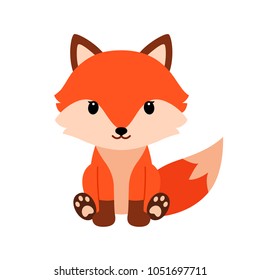 Cute cartoon fox in modern simple flat style.