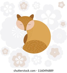 Cute cartoon fox in modern simple flat style. Isolated vector illustration