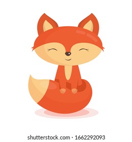 Cute cartoon fox in modern simple flat style.