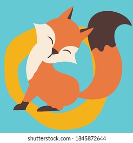 Cute cartoon fox in modern simple flat style.
