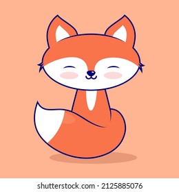 Cute cartoon fox in modern simple flat style