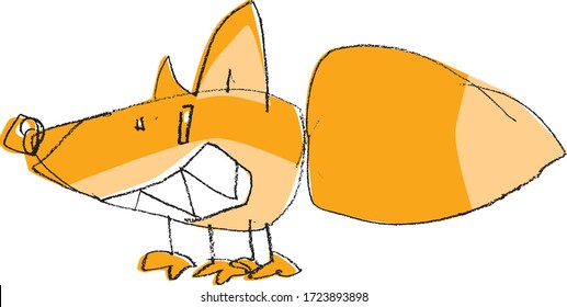 Cute Cartoon Fox On White Background