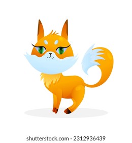 Cute cartoon fox on white background. For nature concepts, children s books illustrating, printing materials Vector illustration with simple gradients. EPS