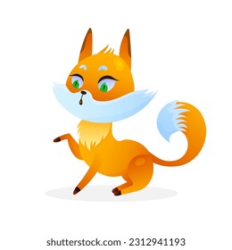 Cute cartoon fox on white background. For nature concepts, children s books illustrating, printing materials Vector illustration with simple gradients. EPS