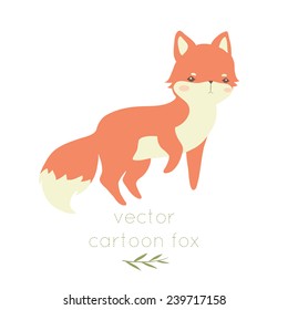 cute cartoon fox on white background. can be used for greetings cards