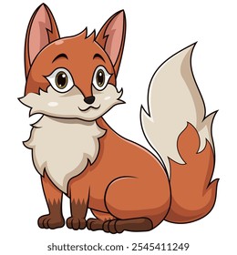  Cute cartoon fox on white background