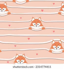 Cute cartoon fox pattern. Seamless animal print for kids. Baby vector illustration