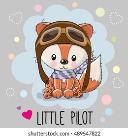 Cute cartoon Fox in a pilot hat