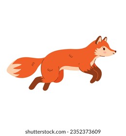 Cute cartoon fox running isolate on white background. Vector graphics.