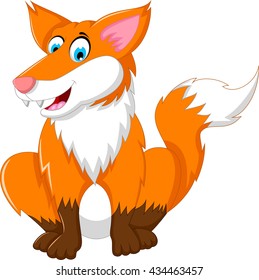 Cute Cartoon Fox Sitting Stock Vector (Royalty Free) 434463457 ...