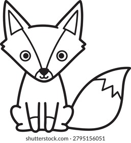 Cute cartoon fox sitting