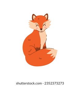 Cute cartoon fox sitting isolate on white background. Vector graphics.
