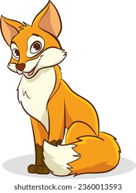 Cute cartoon fox sitting on a white background. Vector illustration.