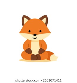 Cute cartoon fox sitting vector illustration