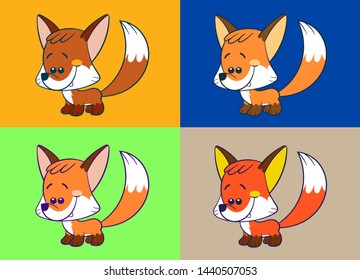 Cute cartoon fox smiling. This vector character has a modern humor design. You can easily edit the colors.