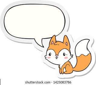 cute cartoon fox with speech bubble sticker