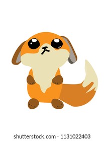 Cute cartoon Fox. Vector animal. Hand illustration.