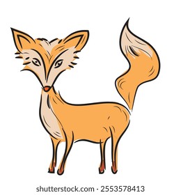 Cute Cartoon Fox Vector Drawing and Illustration