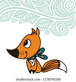 Cute cartoon fox. Vector illustration
