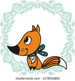 Cute cartoon fox. Vector illustration