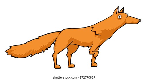 Cute cartoon fox, vector illustration