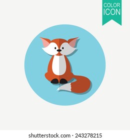 Cute cartoon fox vector illustration. Flat design