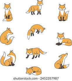 Cute cartoon fox vector illustration