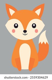 cute cartoon fox vector illustration for kids