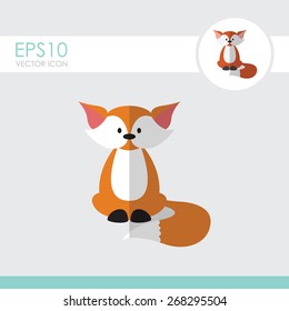Cute cartoon fox vector illustration. Flat design