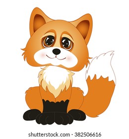 Cute cartoon fox. Vector illustration.