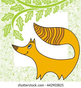 Cute cartoon fox. Vector illustration.