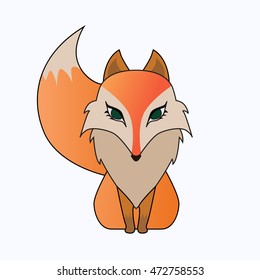 Cute cartoon fox. Vector illustration.