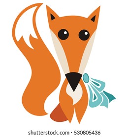 Cute cartoon fox. Vector illustration.
