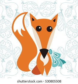 Cute cartoon fox. Vector illustration.
