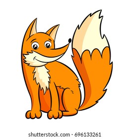 Cute cartoon fox. Vector illustration Isolated on white background.