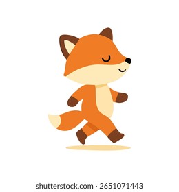 Cute cartoon fox walking vector illustration