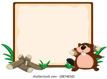 Cute cartoon framework with lags and beaver