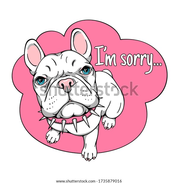 Cute Cartoon French Bulldog Guilty Face Stock Vector (Royalty Free ...