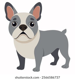 Cute cartoon french bulldog isolated on white background. Side view. Vector illustration.