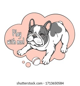 
Cute cartoon french bulldog in a playful mood. Vector illustration. Stylish print for printing on any surface