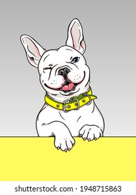 Cute cartoon french bulldog. Stylish image for printing on any surface